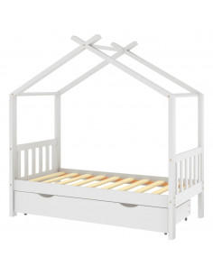 Giroletto Bambini con Cassetto Bianco Pino Massello 80x160 cm 2