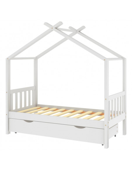 Giroletto Bambini con Cassetto Bianco Pino Massello 80x160 cm