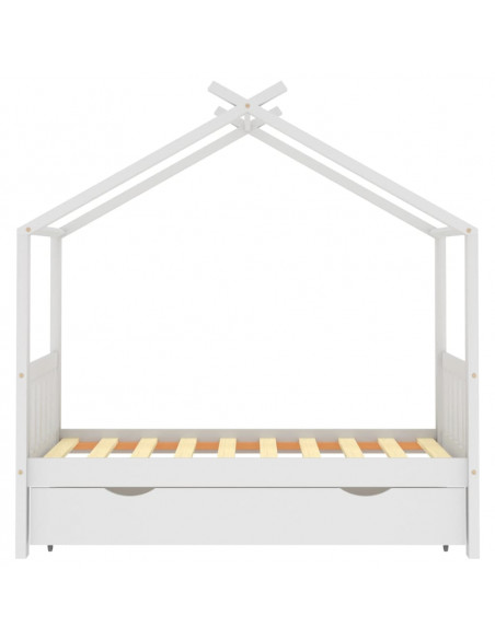 Giroletto Bambini con Cassetto Bianco Pino Massello 80x160 cm