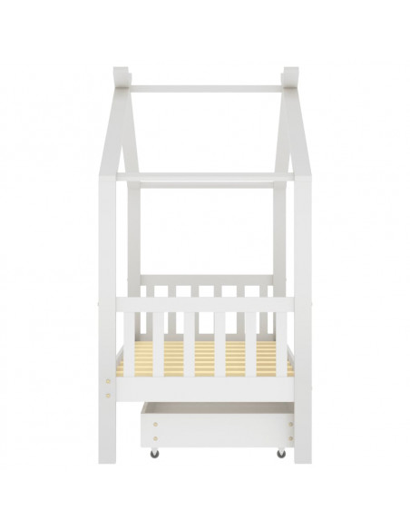 Giroletto Bambini con Cassetto Bianco Pino Massello 80x160 cm