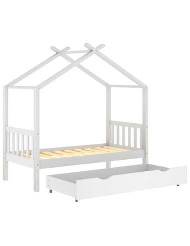 Giroletto Bambini con Cassetto Bianco Pino Massello 80x160 cm