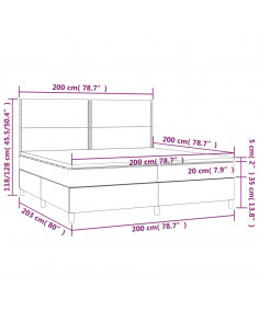 Giroletto a Molle con Materasso Crema 200x200 cm in Tessuto