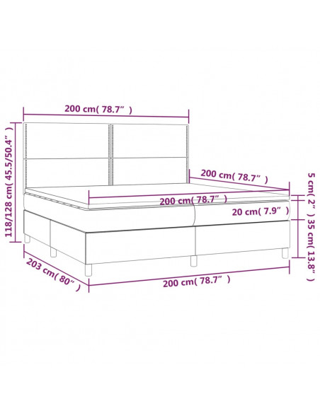 Giroletto a Molle con Materasso Crema 200x200 cm in Tessuto