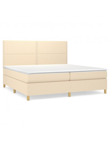 Giroletto a Molle con Materasso Crema 200x200 cm in Tessuto