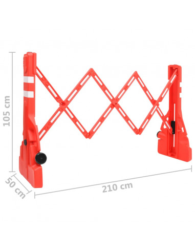 Barriera Stradale Pieghevole Rossa 210x50x105 cm