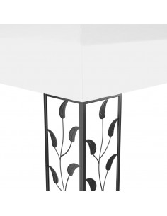 Gazebo con Tetto Doppio e Stringa di Luci LED 3x4 m Bianco