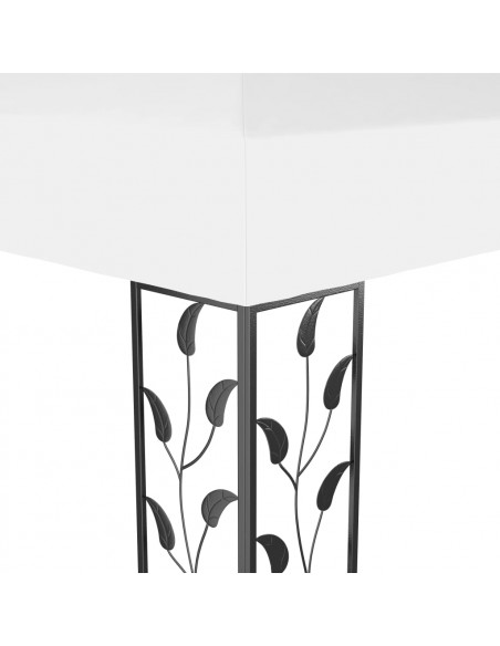 Gazebo con Tetto Doppio e Stringa di Luci LED 3x4 m Bianco