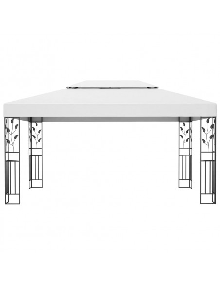 Gazebo con Tetto Doppio e Stringa di Luci LED 3x4 m Bianco