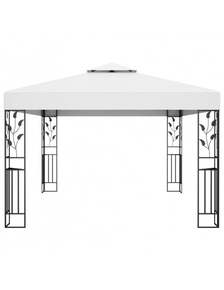Gazebo con Tetto Doppio e Stringa di Luci LED 3x4 m Bianco