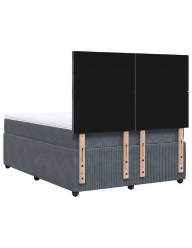 Giroletto a Molle con Materasso Grigio Scuro 140x200 cm Velluto