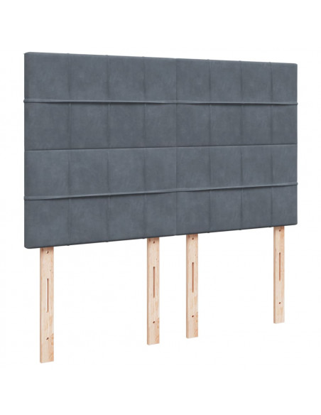 Giroletto a Molle con Materasso Grigio Scuro 140x200 cm Velluto