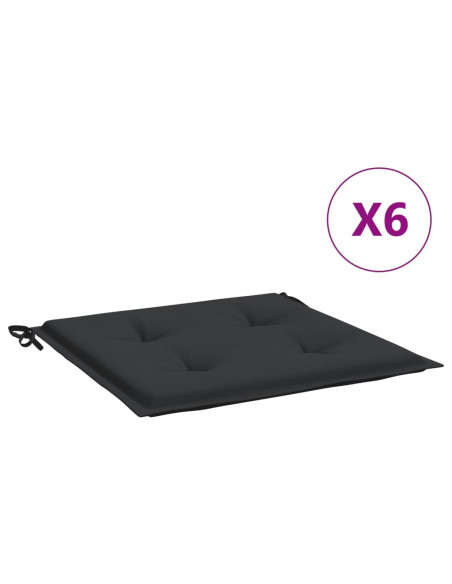 Cuscini per Sedia 6 pz Neri 40x40x3 cm in Tessuto Oxford