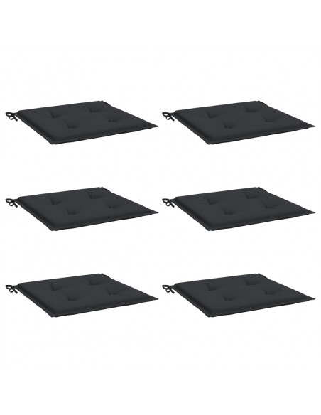 Cuscini per Sedia 6 pz Neri 40x40x3 cm in Tessuto Oxford