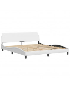 Giroletto con Testiera Bianco 180x200 cm in Similpelle 2