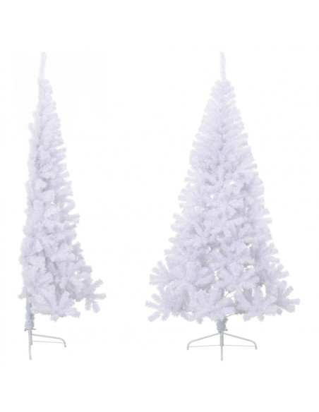 Albero di Natale Artificiale Metà con Supporto Bianco 210cm PVC