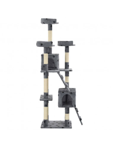 Albero per Gatti Tiragraffi Sisal 170 cm Zampe Stampate Grigio