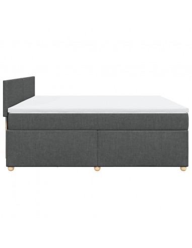 Giroletto a Molle con Materasso Grigio Scuro 200x200 cm Tessuto