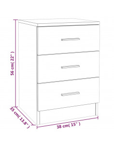 Comodino Rovere Marrone 38x35x56 cm in Legno Multistrato