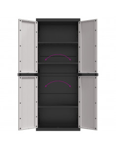 Armadio da Esterno Grigio e Nero 65x37x165 cm in PP