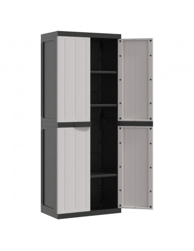 Armadio da Esterno Grigio e Nero 65x37x165 cm in PP