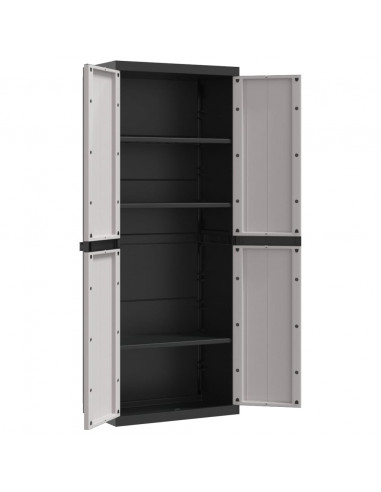 Armadio da Esterno Grigio e Nero 65x37x165 cm in PP