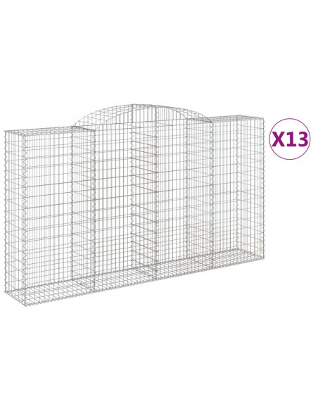 Cesti Gabbioni ad Arco 13 pz 300x50x160/180 cm Ferro Zincato