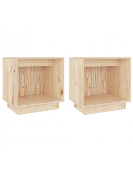 Comodini 2 pz 40x30x40 cm in Legno Massello di Pino