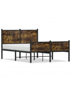 Giroletto con Testiera e Pediera Metallo Rovere Fumo 120x190 cm 2