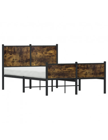 Giroletto con Testiera e Pediera Metallo Rovere Fumo 120x190 cm