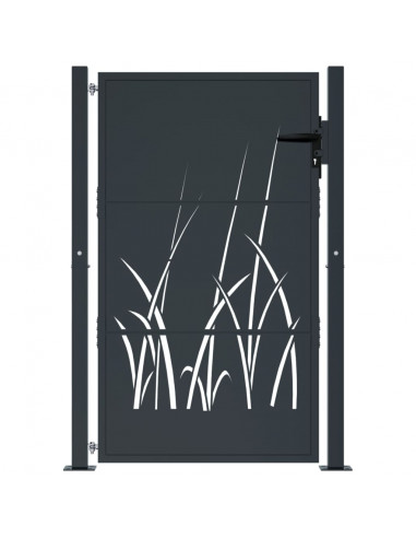 Cancello Giardino Antracite 105x130 cm in Acciaio Design Erba