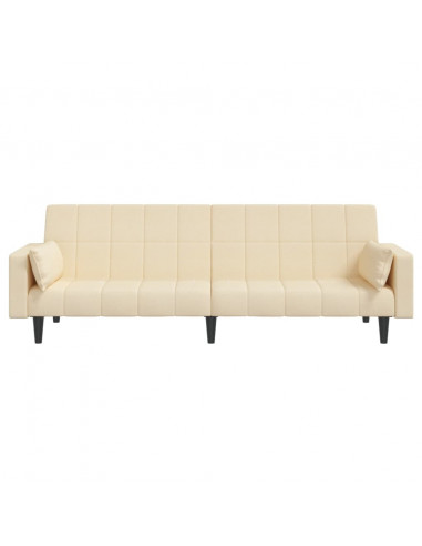 Divano Letto a 2 Posti con 2 Cuscini Crema in Tessuto