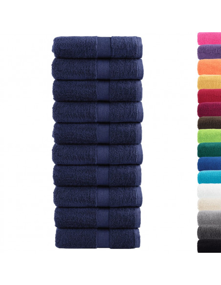 Asciugamani Ospiti 10 pz Blu Navy 30x50 cm 600gsm 100% Cotone