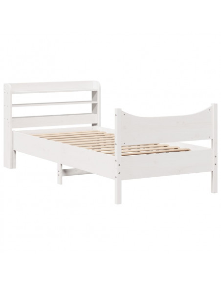 Giroletto con Testiera Bianco 100x200 cm Legno Massello di Pino