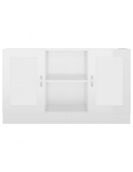 Credenza Bianco Lucido 120x30,5x70 cm in Legno Multistrato