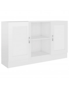 Credenza Bianco Lucido 120x30,5x70 cm in Legno Multistrato 2