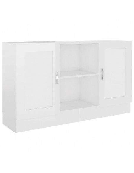 Credenza Bianco Lucido 120x30,5x70 cm in Legno Multistrato