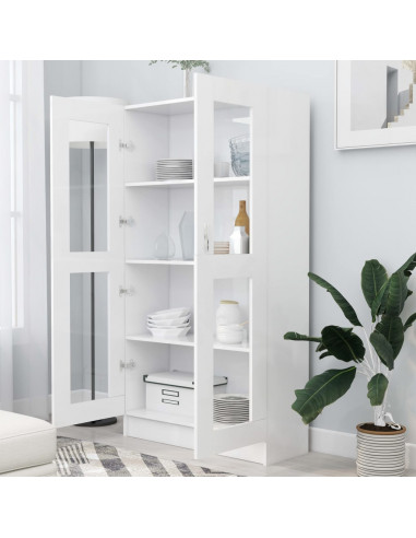 Armadietto con Vetrina Bianco 82,5x30,5x150cm Legno Multistrato