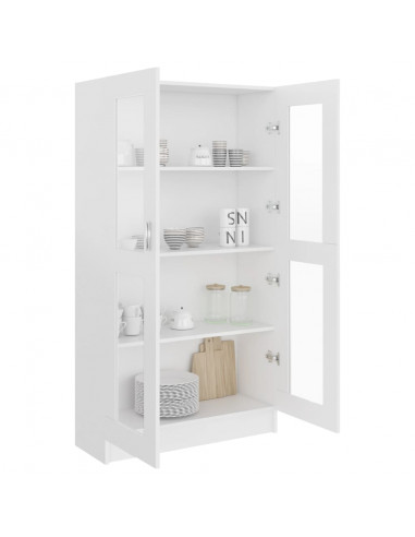 Armadietto con Vetrina Bianco 82,5x30,5x150cm Legno Multistrato