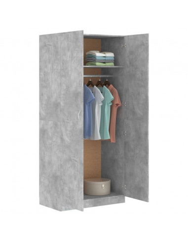 Armadio Grigio Cemento 90x52x200 cm in Legno Multistrato