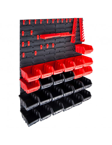 Kit Contenitori 29 pz con Pannelli a Parete Rosso e Nero