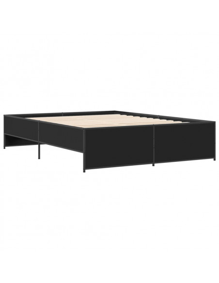 Giroletto Nero 160x200 cm in Legno Multistrato e Metallo