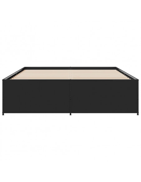 Giroletto Nero 160x200 cm in Legno Multistrato e Metallo