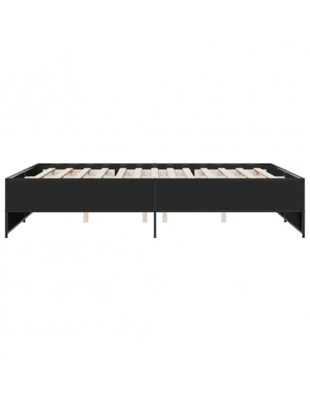 Giroletto Nero 160x200 cm in Legno Multistrato e Metallo