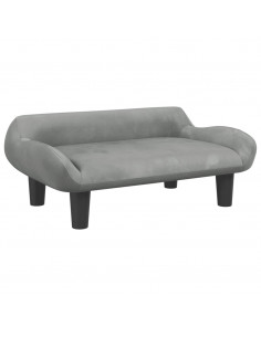 Divano per Bambini Grigio Chiaro 70x40x24 cm in Velluto 2