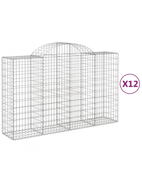 Cesti Gabbioni ad Arco 12 pz 200x50x120/140 cm Ferro Zincato