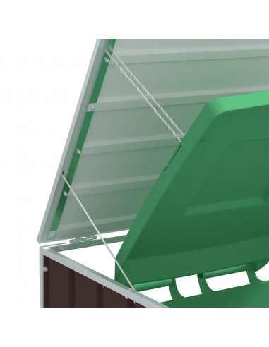 Copribidone con Ruote per 2 Bidoni Marrone 144x81x113cm Acciaio