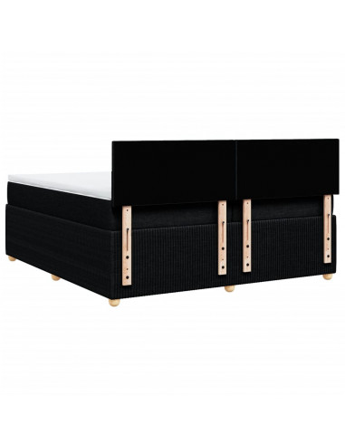 Giroletto a Molle con Materasso Nero 200x200 cm in Tessuto