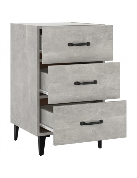 Comodino Grigio Cemento 40x40x66 cm in Legno Multistrato