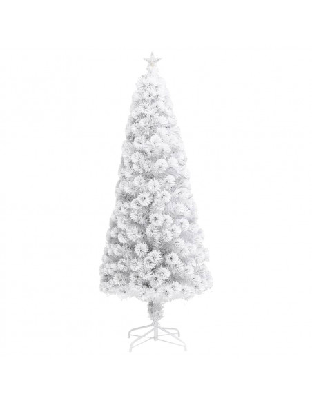Albero Natale Preilluminato Bianco 210 cm in Fibra Ottica