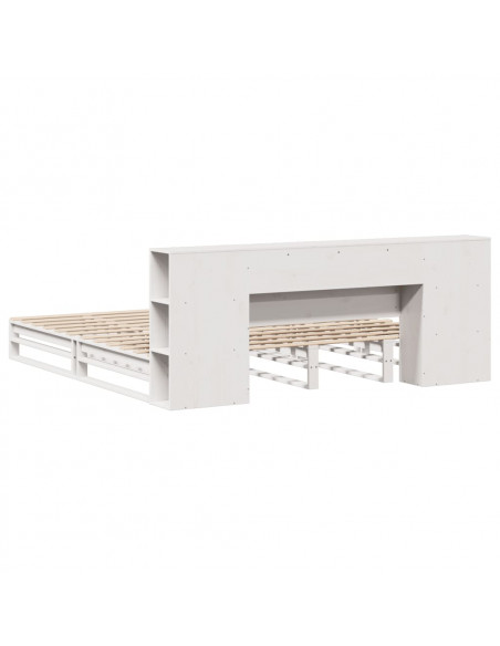 Letto Libreria senza Materasso Bianco 180x200 cm Legno Massello